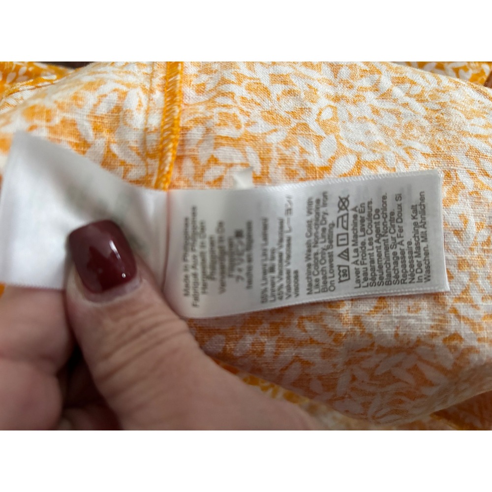 J.Crew Yellow Floral Ruffle Sleeve Tiered Linen Blend Mini Dress Size 2 Preppy - Picture 7 of 8
